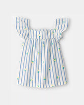 Toddler Girl Flutter-Sleeve Lemon Striped Top - Blue/White