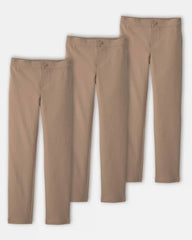 Girls 3-Pack Uniform Ponte Skinny Pants - Khaki
