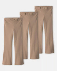 Girls 3-Pack Uniform Ponte Flare Pants - Khaki