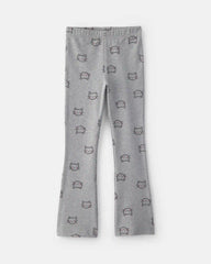Girls Cat Cotton Pull-On Stretch Leggings - Grey