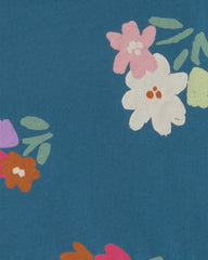 Girls Floral Short-Sleeve Dress - Navy Blue