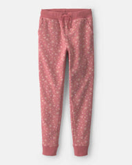 Girls Floral Drawstring Knit Joggers - Pink