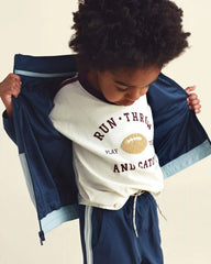 Toddler Boy 'Run, Throw and Catch' Football Graphic Tee - Cream/Burgundy