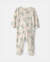 Baby Girl Floral Cotton 2-Way Zip Sleep & Play Pajamas - Ivory