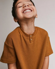 Toddler Boy Henley Tee with Pocket - Golden Yellow