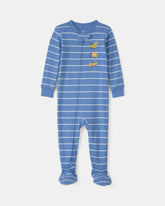 Baby Boy Construction Striped 100% Cotton Snug Fit 1-Piece Pajama - Blue