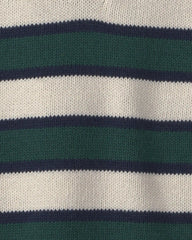 Toddler Boy Organic Cotton Sweater Knit Polo in Stripes
