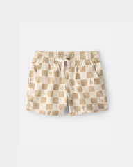 Toddler Boy Cactus Checkered Drawstring Shorts - Beige