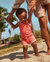 Baby Boy 3-Piece Palm Tree Top & Short Set - Coral