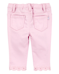 Baby Woven Embroidered Hem Pants - Pink