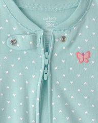 Baby Girl 2-Pack Floral Butterfly 100% Cotton Snug Fit 1-Piece Pajama - Blue/Pink
