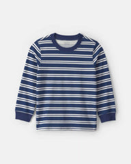 Toddler Boy Striped Long-Sleeve Tee - Navy Blue/White