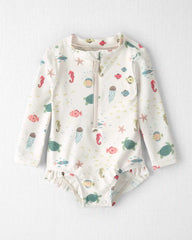 Baby Girl Recycled Rashguard Swimsuit in Under the Sea