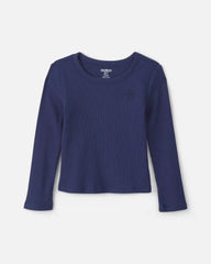 Toddler Girl Long-Sleeve Rib Top - Navy Blue
