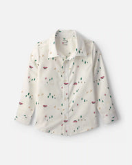 Boys Winter Long-Sleeve Button-Down Shirt - Cream