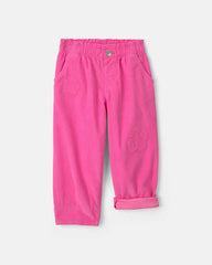 Toddler Girl Flower Corduroy Pull-On Pants - Pink