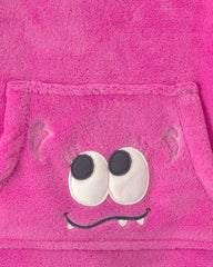 Girls Monster Fleece Loose Fit Pajama Hoodie - Pink