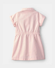Toddler Girl Twill Button-Up Utility Dress - Pink