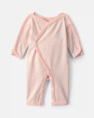 Baby Girl Striped 100% Cotton Sleep & Play Pajama - Pink