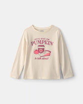 Girls Pumpkin Long-Sleeve Graphic Tee - Cream