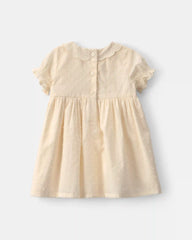 Baby Girl Swiss Dot Short-Sleeve Dress - Cream
