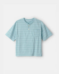Boys Striped Henley T-Shirt - Blue