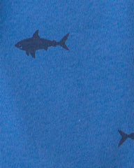 Baby Boy Shark 100% Cotton Short-Sleeve Snug Fit 4-Piece Pajama Set - Blue