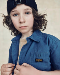 Boys Canvas Short-Sleeve Button-Down Shirt - Navy Blue