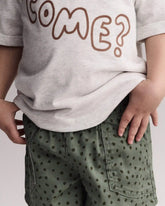 Toddler Standard Shorts with Pockets in Dot Print- Olive