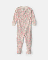 Baby Girl 1-Piece Floral 2-Way Zip DreamPlush Snug Fit Footed Pajama - Cream