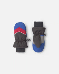 Toddler Boy Color Block Ski Mittens - Grey/Red/Blue