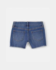 Girls Colorblock Denim Shorts - Dark Wash
