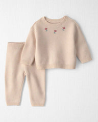 Baby Girl 2-Piece Organic Cotton Sweater Knit Top & Pant Set