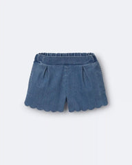 Toddler Girl Scalloped Shorts in Denim