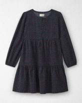 Girls Organic Cotton Dobby Dress in Navy Floral