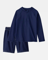 Boys 2-Piece Rashguard & Swim Trunk Set - Navy