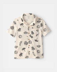 Boys Beach Button-Down Shirt - Ivory