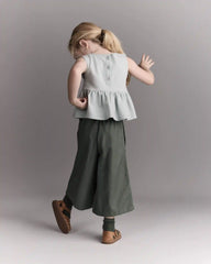 Toddler Girl Peplum Top in Floral Print - Light Blue