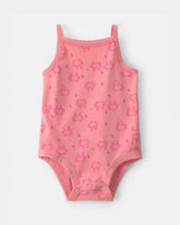 Baby Girl Crab Sleeveless Graphic Bodysuit - Coral