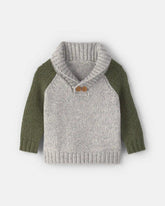 Baby Boy Color Block Sweater - Grey/Green