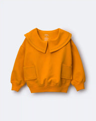 Toddler Girl Peter Pan Collar Pullover with Otter Pockets - Golden Yellow