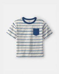 Boys Striped Pocket Tee - Blue/White
