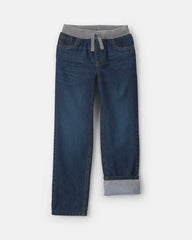 Boys Denim Pull-On Jeans - Dark Wash