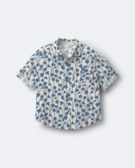 Toddler Boy Button-Down Short-Sleeve Shirt in Wildflower Print - Cream