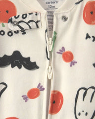 Baby Halloween Print 1-Piece Footed Pyjama - Cream