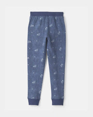 Girls Floral Drawstring Knit Joggers - Blue