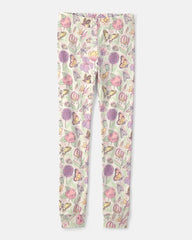 Girls Butterfly 100% Cotton Snug Fit 2-Piece Pajama Set - Cream