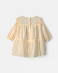 Baby Girl Shimmer Long-Sleeve Dress - Cream