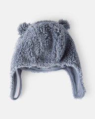 Baby Boy Sherpa Winter Hat & Mittens Set - Blue
