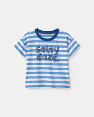 Toddler Boy 'Salty Daze' Striped Graphic Tee - Blue/Ivory